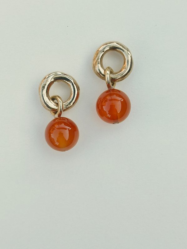 Earrings with orange agate