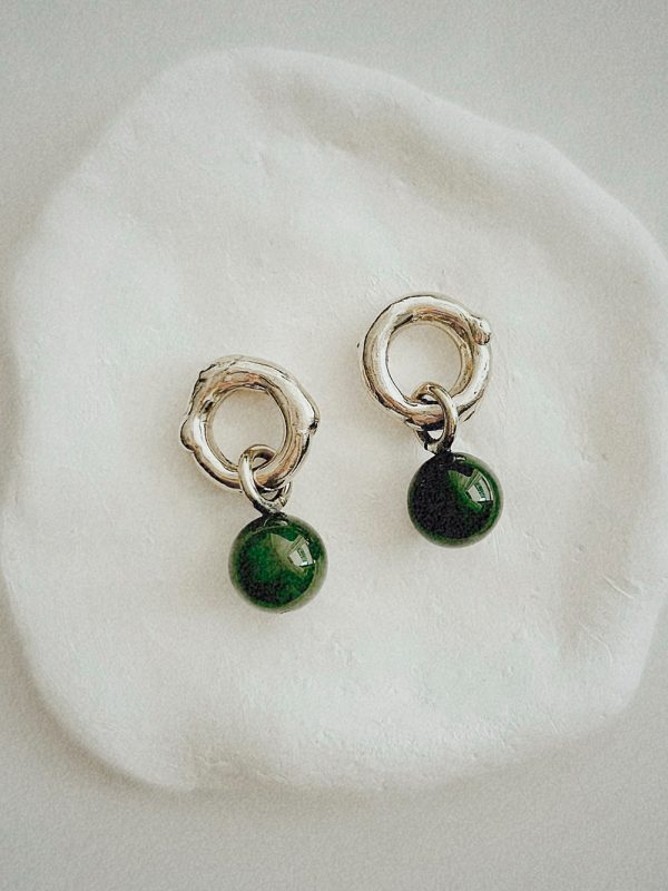 Earrings with green agate